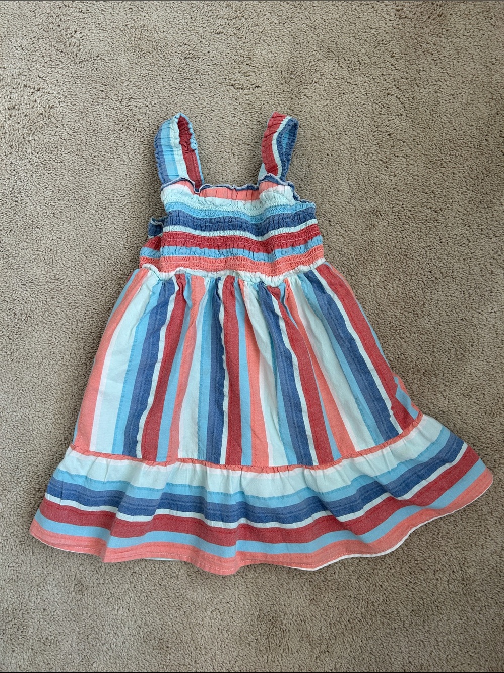 Cat & Jack Girls' Striped Fourth of July Sundress in red, white & blue, S (6/7)